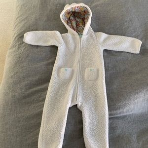 white fleece toddler snowsuit